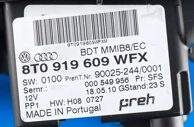 Bilstereo navigasjon betjeningspanel til Audi A4 2007-2014 (Type IV) (B8) (B8) (VAG|8T0 919 609 WFX|)