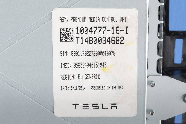 Multimedia display (MCU - Media Controller Unit) til Tesla Model S 2013-2016 (Fase 1) (TESLA|1004777-16-I|)