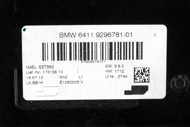 Styreenhet klima/aircondition til BMW 3-Serie 2012-2018 (F30/F31/F34) (F30/F31/F34) (BMW|64.11-9 296 781|)