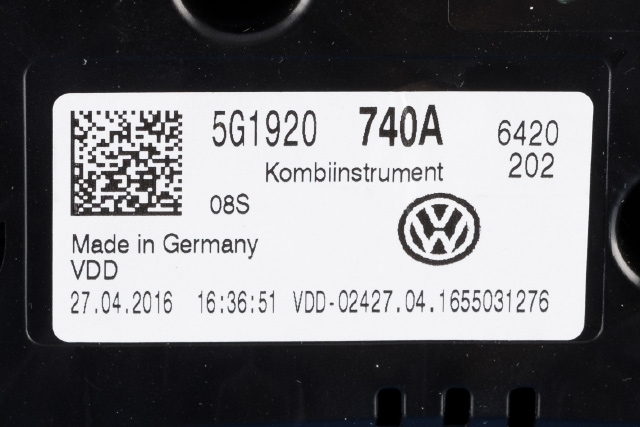 Instrumentpanel til VW Golf VII 2012-2017 (Fase 1)  (VAG|5G1 920 740 A|)