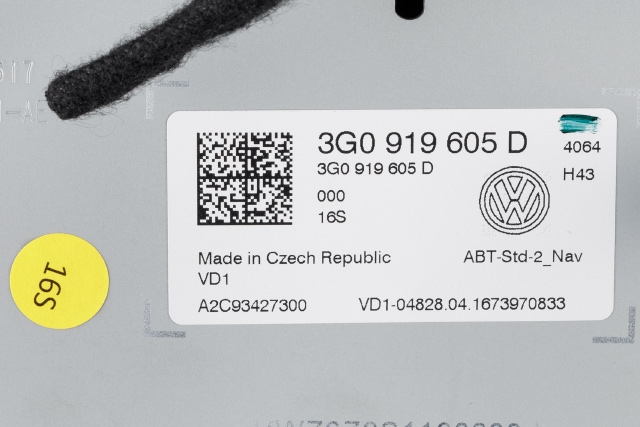 Bilstereo navigasjon betjeningspanel til VW Golf VII 2012-2017 (Fase 1) (VAG|3G0 919 605 D|)