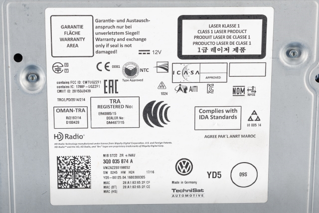 Bilstereo til VW Golf VII 2012-2017 (Fase 1) (VAG|3Q0 035 874 A|)