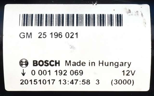 Starter til Opel Meriva B 2010-2017  (BOSCH|0 001 192 069|25 196 021|)