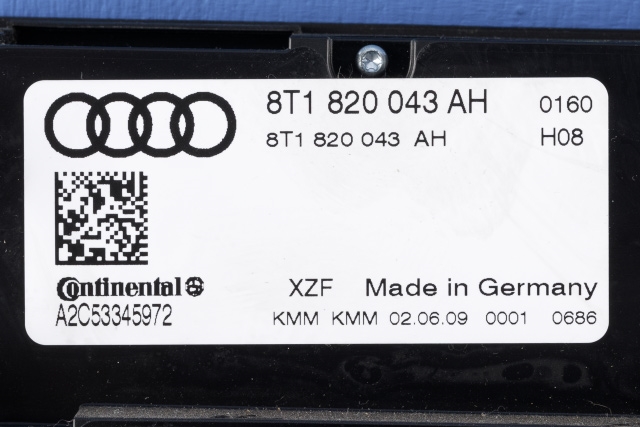 Varmeapparat betjening til Audi A4 2007-2014 (Type IV) (B8) (B8) (VAG|8T1 820 043 AH|)