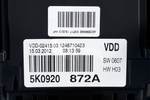 Instrumentpanel til VW Golf VI 2008-2012  (VAG|5K0 920 872 A|)