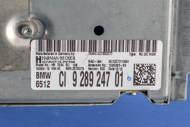 Bilstereo navigasjon spiller til BMW 5-Serie 2010-2017 (F10/F11) (F10/F11) (BMW|65.12-9 289 247|)