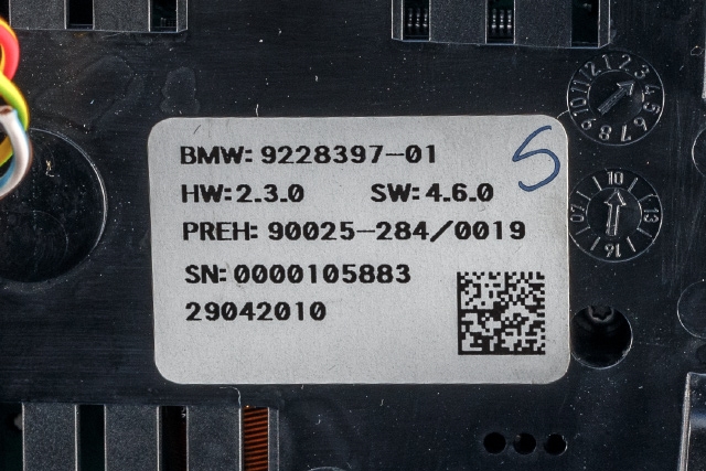 Varmeapparat betjening bak til BMW 5-Serie 2010-2017 (F10/F11) (F10/F11) (BMW|9 228 397|)