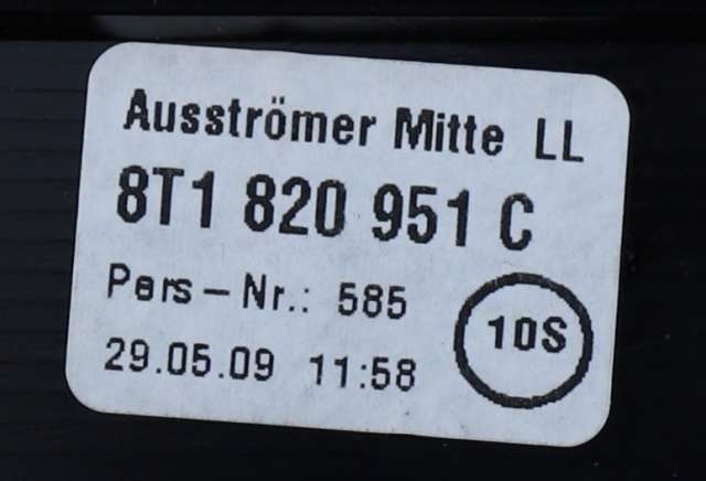 Dashbord friskluftdyse midtkonsoll til Audi A4 2007-2014 (Type IV) (B8) (B8) (VAG|8T1 820 951 C|)