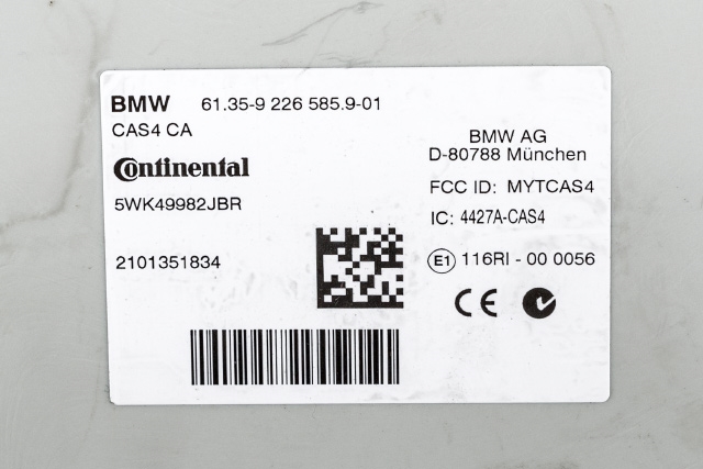 Styreenhet diverse til BMW 5-Serie 2010-2017 (F10/F11) (F10/F11) (CONTINENTL|5WK4 9982JBR|61.35-9 226 585|)