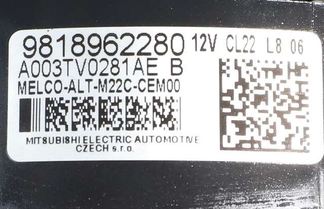 Dynamo diesel til Citroën Berlingo 2019-->> (Type III)  (MITSUBISHI|A003TV0281|98 189622 80. 12 VOLT - CL22|)