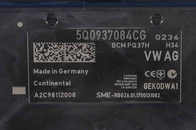 Styreenhet comfort (BCM) til Audi A3 2016-2020 (Type III, Fase 2) (VAG|5Q0 937 084 CG|)