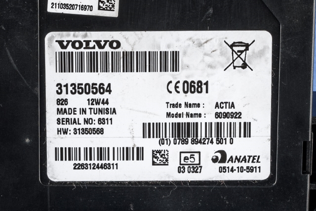 Styreenhet diverse til Volvo V60 2010-2013 (Type I, Fase 1) (VOLVO|31350564|)
