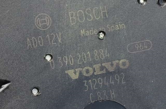 Viskermotor bakrute til Volvo V60 2010-2013 (Type I, Fase 1)  (BOSCH|0 390 201 884|31294492|)