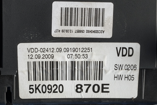 Instrumentpanel til VW Golf VI 2008-2012 (VAG|5K0 920 870 E|)