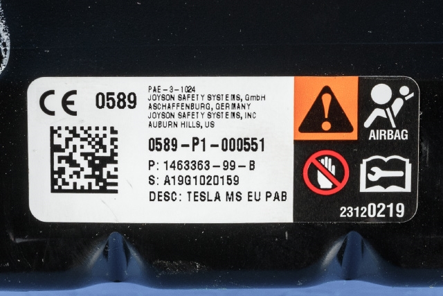 Airbag passasjer til Tesla Model S 2013-2016 (Fase 1) (TESLA|1463363-99-B|)