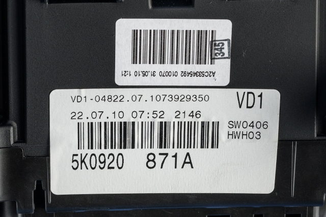 Instrumentpanel til VW Golf VI 2008-2012  (VAG|5K0 920 871 A|)