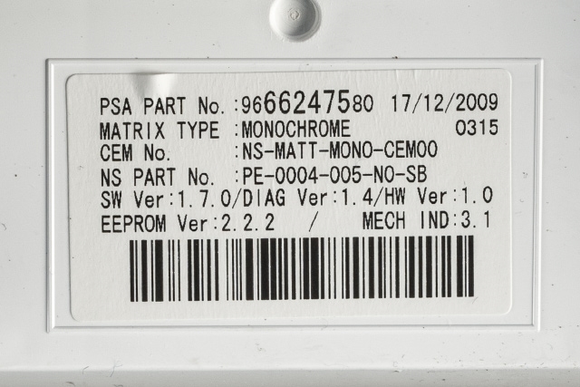 Instrumentpanel til Peugeot 3008 2009-2016 (Type I)  (YAZAKI|69189-270U|96 662763 80|)