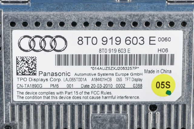Instrument kjørecomputer til Audi Q5 2008-2012 (Type I, Fase 1) (VAG|8T0 919 603 E|)