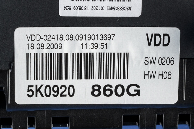 Instrumentpanel til VW Golf VI 2008-2012  (VAG|5K0 920 860 G|)