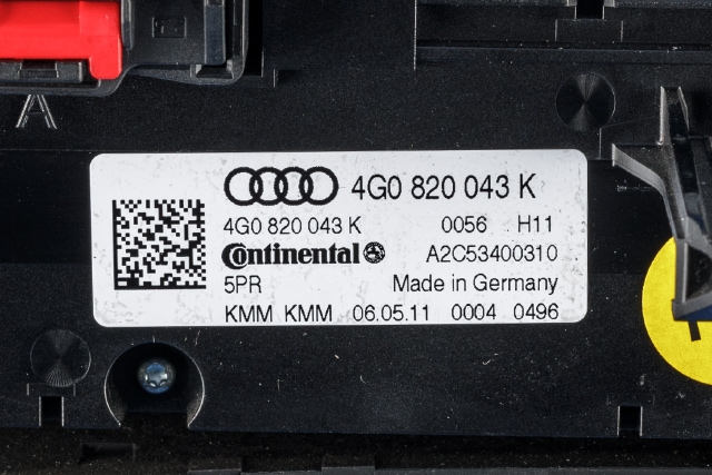 Varmeapparat betjening til Audi A7 2010-2014 (Type I, Fase 1)  (VAG|4G0 820 043 K|)