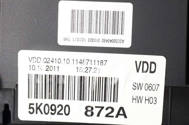 Instrumentpanel til VW Golf VI 2008-2012 (VAG|5K0 920 872 A|)
