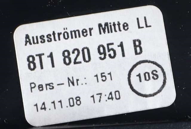 Dashbord friskluftdyse midtkonsoll til Audi A4 2007-2014 (Type IV) (B8) (B8) (VAG|8T1 820 951 B|)