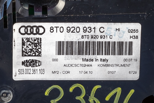 Instrumentpanel til Audi A5 2007-2016 (Type I) (VAG|8T0 920 931 C|)