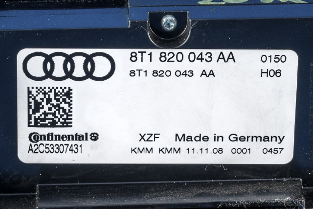 Varmeapparat betjening til Audi A4 2007-2014 (Type IV) (B8) (B8) (VAG|8T1 820 043 AA|)