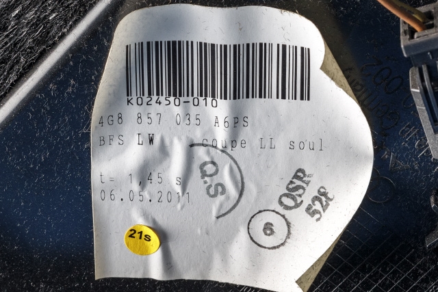 Hanskerom til Audi A7 2010-2014 (Type I, Fase 1) (VAG|4G8 857 035|)