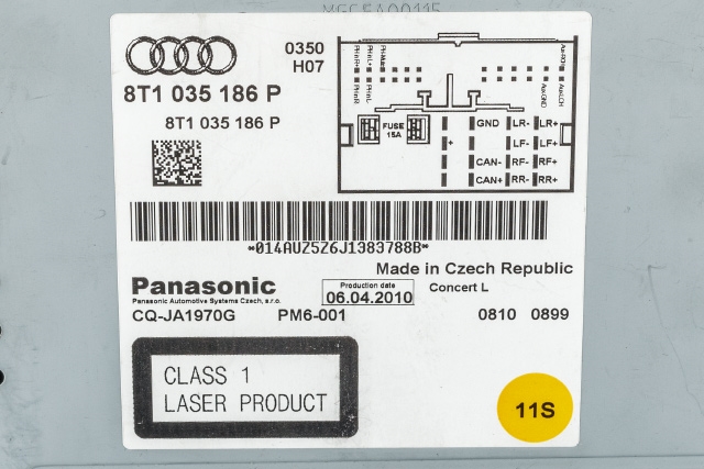 Bilstereo til Audi Q5 2008-2012 (Type I, Fase 1)  (PANASONIC|CQ-JA1970G|8T1 035 186 P|)