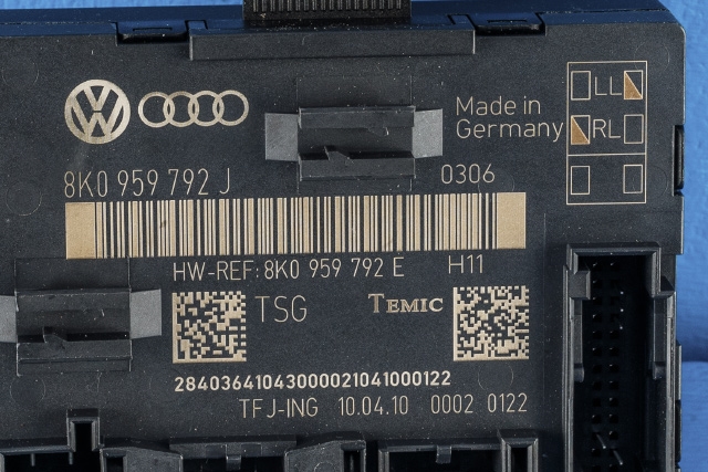 Styreenhet dør høyre foran til Audi Q5 2008-2012 (Type I, Fase 1)  (VAG|8K0 959 792 J|)