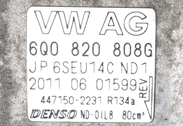 Aircondition kompressor til VW Polo 2009-2014 (Type V, Fase 1) (DENSO|447150-2231|6Q0 820 808 G|)