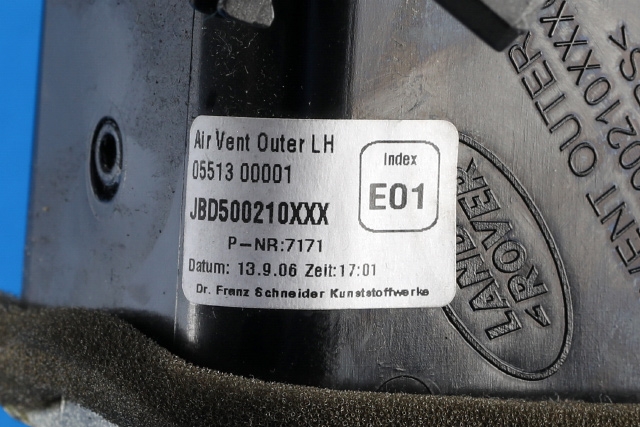 Dashbord friskluftdyse venstre til Land Rover Discovery 2005-2009 (Type III)  (LAND ROVER|JBD500210XXX|)