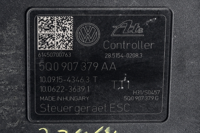 ABS sentral til Audi A3 2012-2016 (Type III, Fase 1) (VAG|5Q0 614 517 T|5Q0 907 379 AA|)