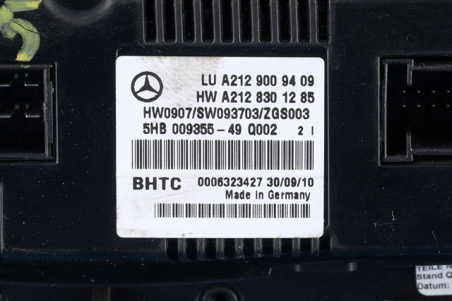 Varmeapparat betjening til Mercedes E-Klasse 2009-2013 (Fase 1) (W212) (W212) (MERCEDES|A 212 900 94 09|)