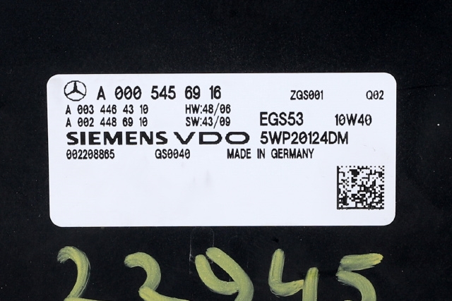 Styreenhet girkasse til Mercedes E-Klasse 2009-2013 (Fase 1) (W212) (W212) (SIEMENS|5WP2 0124 DM|A 000 545 69 16|)