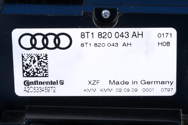 Varmeapparat betjening til Audi A4 2007-2014 (Type IV) (B8) (B8) (VAG|8T1 820 043 AH|)