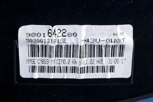 Instrumentpanel til Peugeot Partner 2015-2019 (Type II, Fase 2) (PEUGEOT|98 016422 80|)
