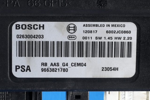 Styreenhet parkering til Peugeot 308 2011-2013 (Type I, Fase 2)  (BOSCH|0 263 004 203|96 638217 80|)