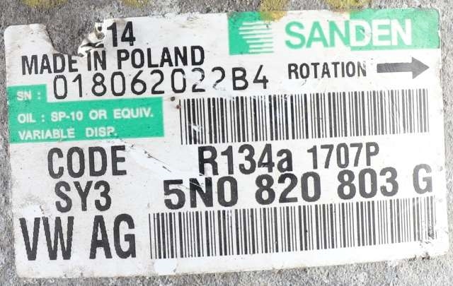 Aircondition kompressor til Audi A1 2010-2014 (Type I, Fase 1)  (SANDEN|1707P|5N0 820 803 G|)