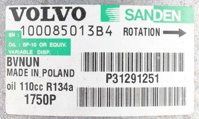 Aircondition kompressor til Volvo V40 2012-2019 (SANDEN|1750P|P31291251|)