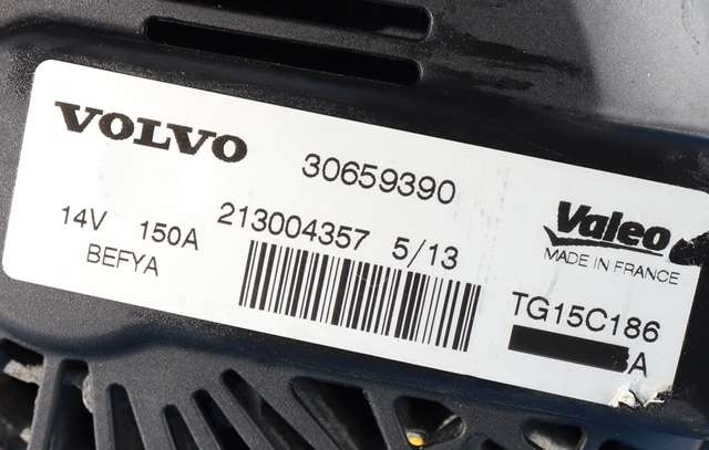 Dynamo diesel til Volvo V40 2012-2019  (VALEO|TG15C186|30659390. 14 VOLT - 150 AMP|)