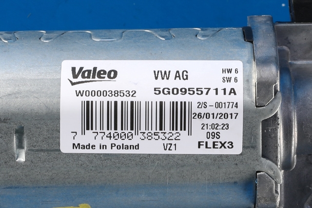 Viskermotor bakrute til VW Touran 2015-2021 (Type II)  (VALEO|W000038532|5G0 955 711 A|)