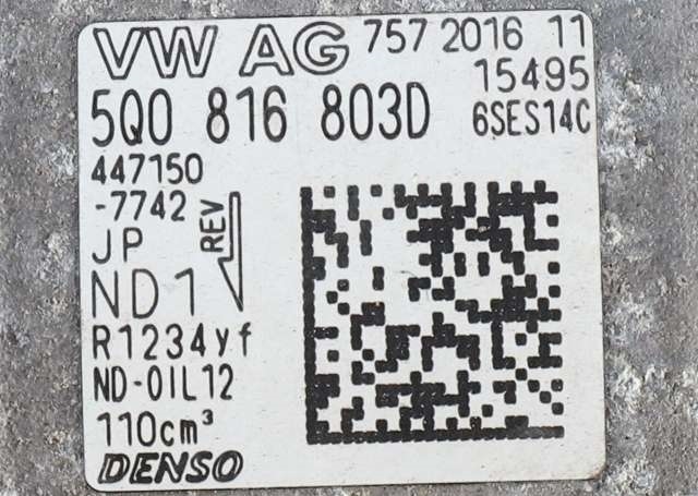 Aircondition kompressor til Audi A3 2016-2020 (Type III, Fase 2)  (DENSO|447150-7742|5Q0 816 803 D|)