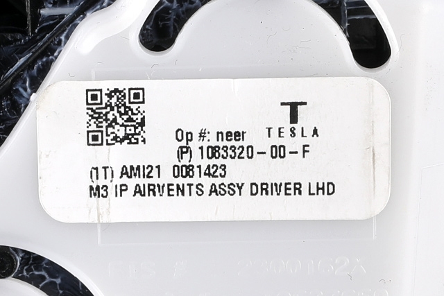 Dashbord friskluftdyse venstre til Tesla Model 3 2018-2023 (Fase 1)  (TESLA|1083320-00-F|)