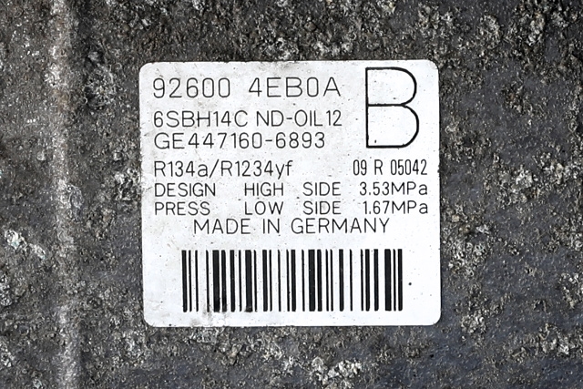 Aircondition kompressor til Nissan Qashqai 2014-2021 (Type II)  (DENSO|447160-6893|92600-4EB0A|)