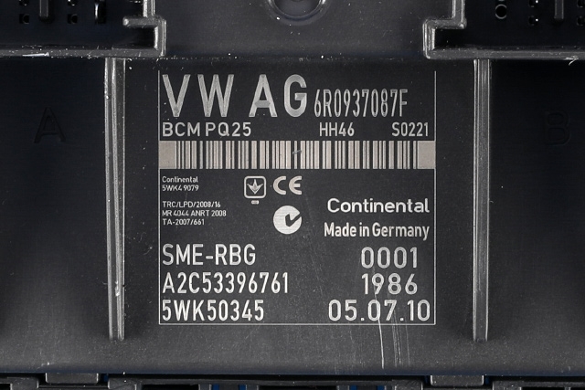 Styreenhet comfort (BCM) til VW Polo 2009-2014 (Type V, Fase 1)  (VAG|6R0 937 087 F|)