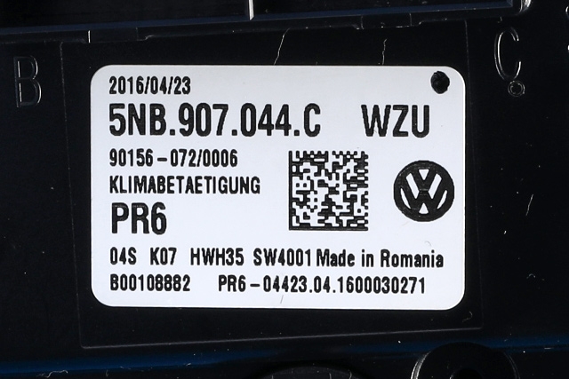 Varmeapparat betjening til VW Tiguan 2016-2020 (Type II, Fase 1) (VAG|5NB 907 044 C|)