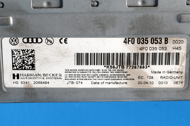 Bilstereo til Audi A5 2007-2016 (Type I)  (VAG|4F0 035 053 B|)