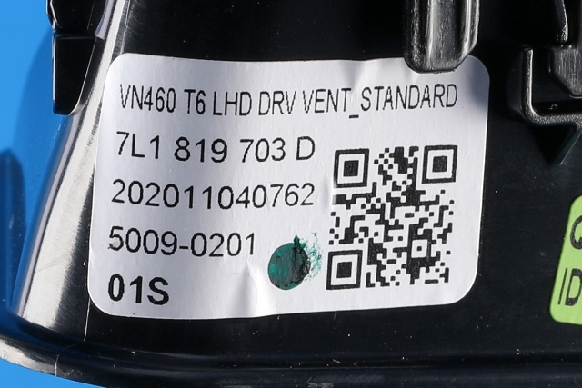 Dashbord friskluftdyse venstre til VW Transporter / Caravelle 2019-->> (T6.1) (T6.1) (VAG|7L1 819 703 D|)